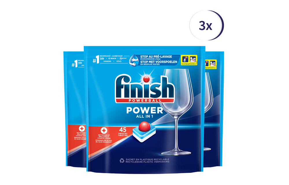Finish Power All in 1 Regular Vaatwastabletten - 45 Stuks x3