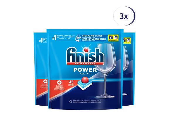 Finish Power All in 1 Regular Vaatwastabletten - 45 Stuks x3
