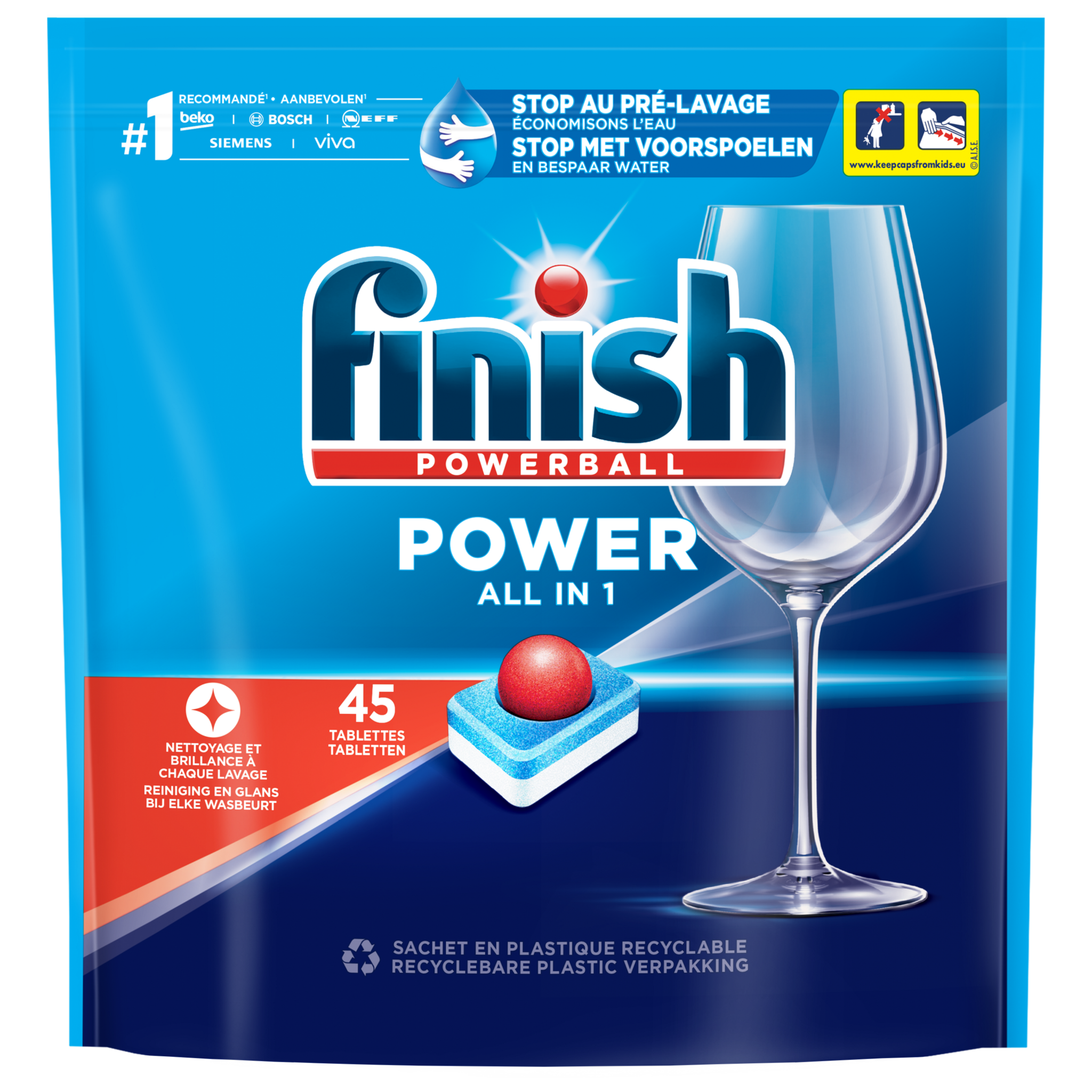 Finish Power All in 1 Regular Vaatwastabletten - 45 Stuks x3