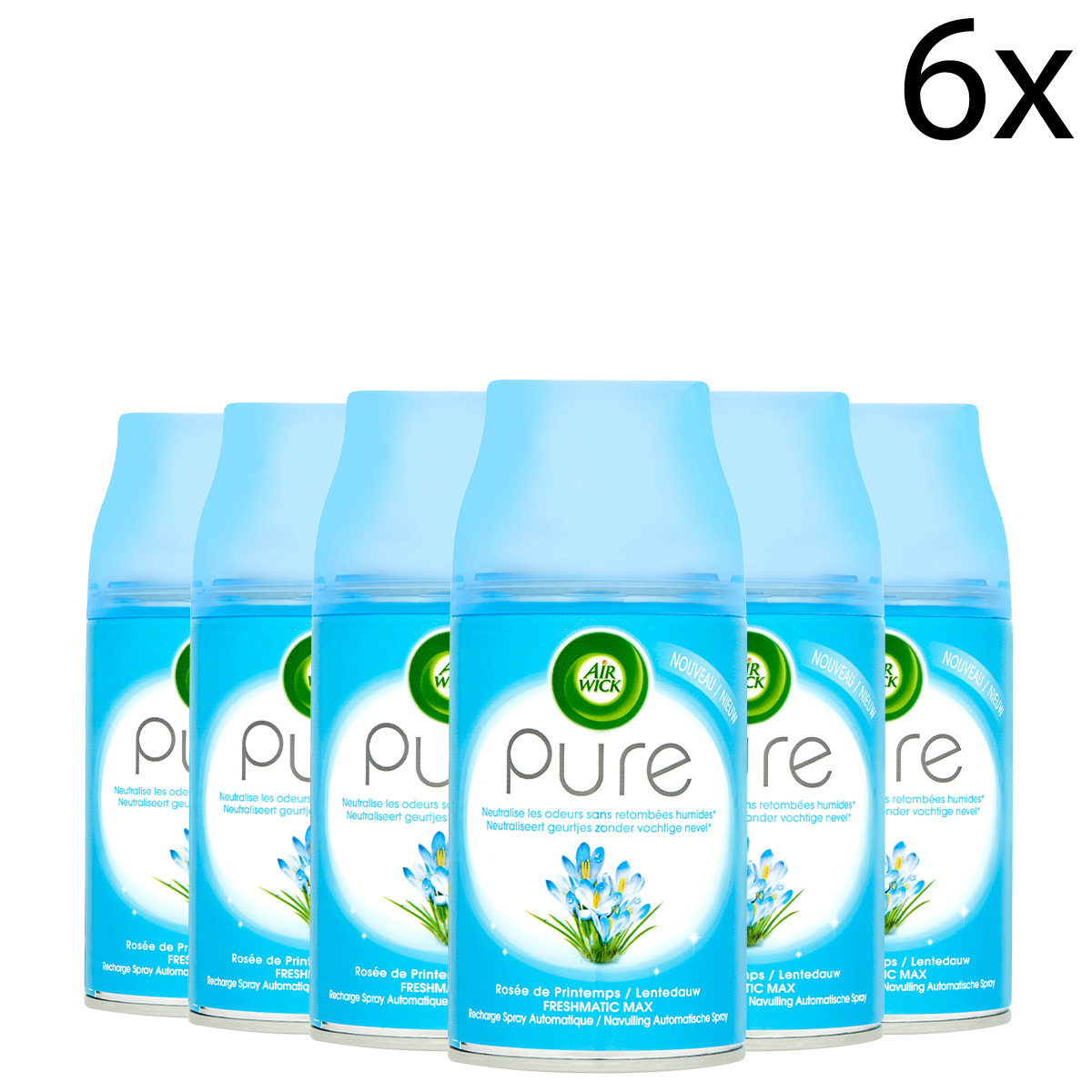 Air Wick Freshmatic Automatische Spray Luchtverfrisser - Pure Lentedauw - Navulling 250ml x6