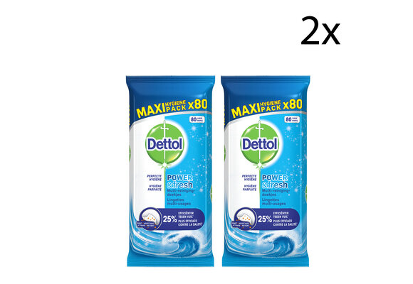Dettol Schoonmaakdoekjes Power &amp; Fresh - Katoenfris - 80 stuks