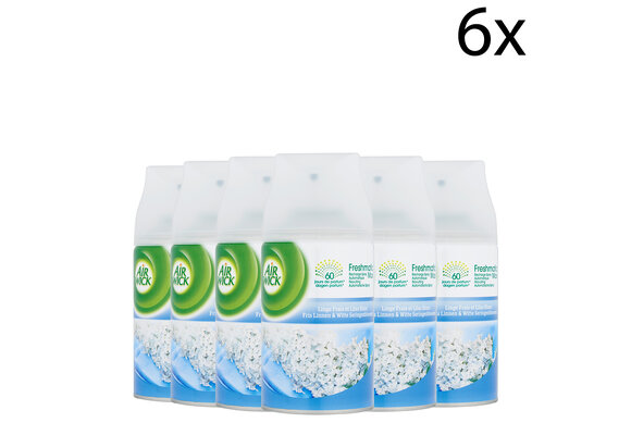 Air Wick Freshmatic Automatische Spray Luchtverfrisser - Fris Linnen &amp; Witte Seringen - Navulling 250ml x6