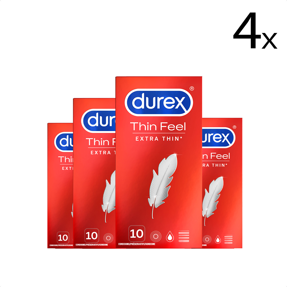 Durex Condooms Thin Feel Extra Thin 10st x4
