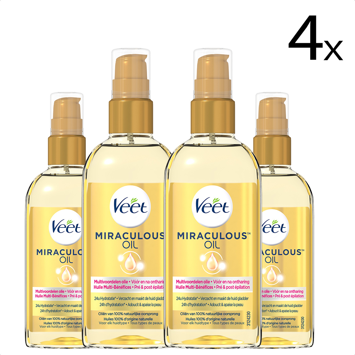 Veet Voedende Olie - Miraculous Arganolie - 100ml x4