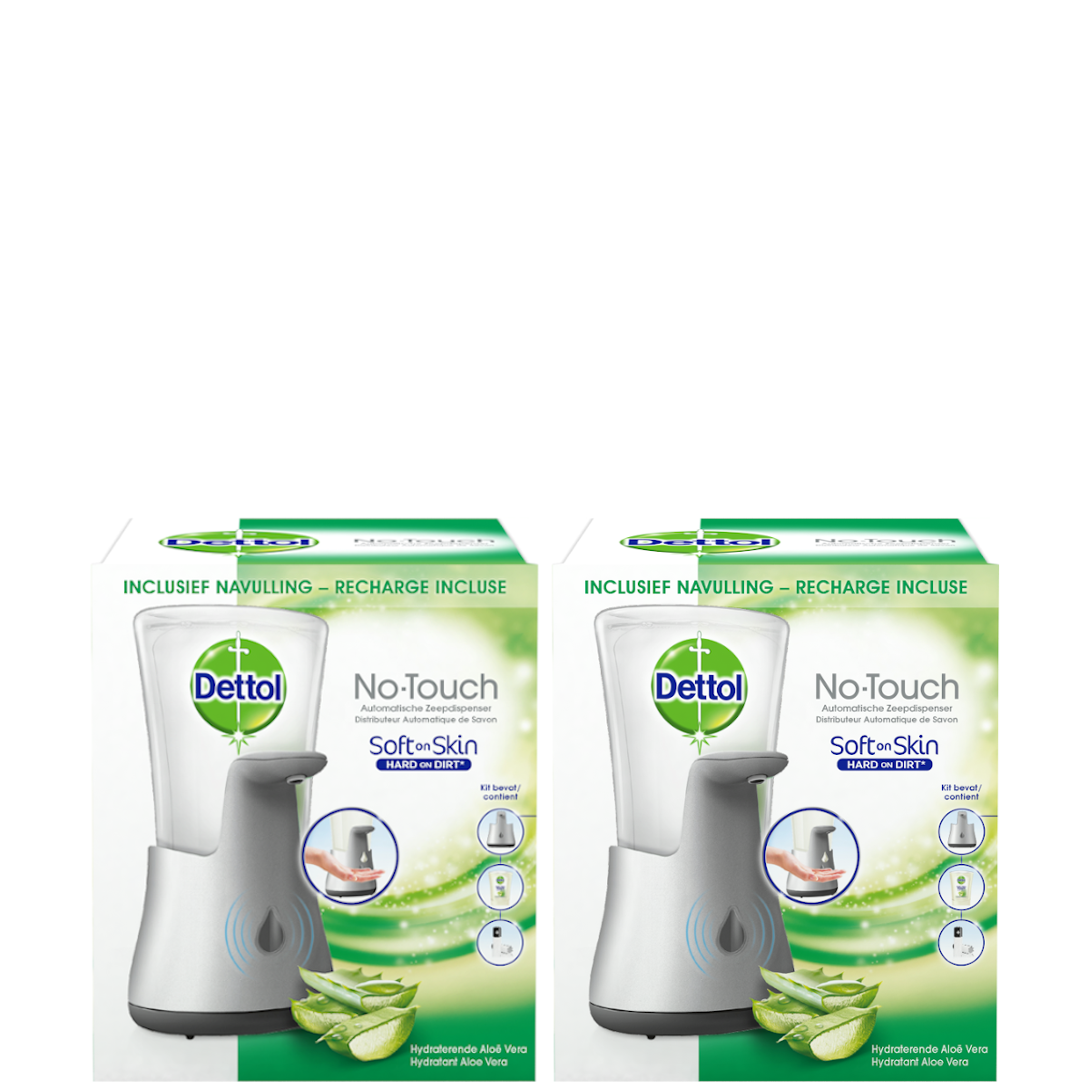 Dettol Handzeep Automatische Zeepdispender No Touch met navulluing Hydraterende Aloë Vera x2