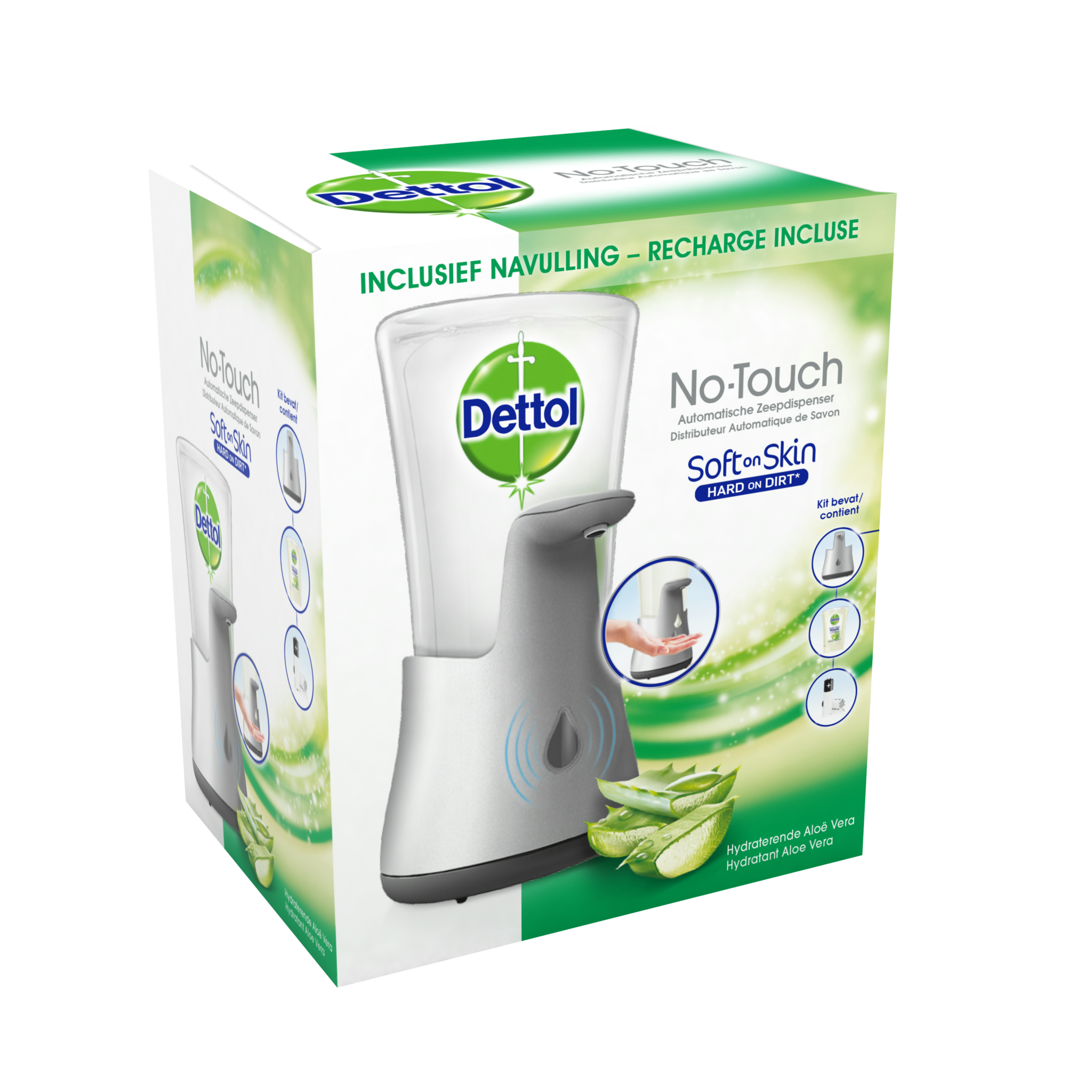 Dettol Handzeep Automatische Zeepdispender No Touch met navulluing Hydraterende Aloë Vera x2