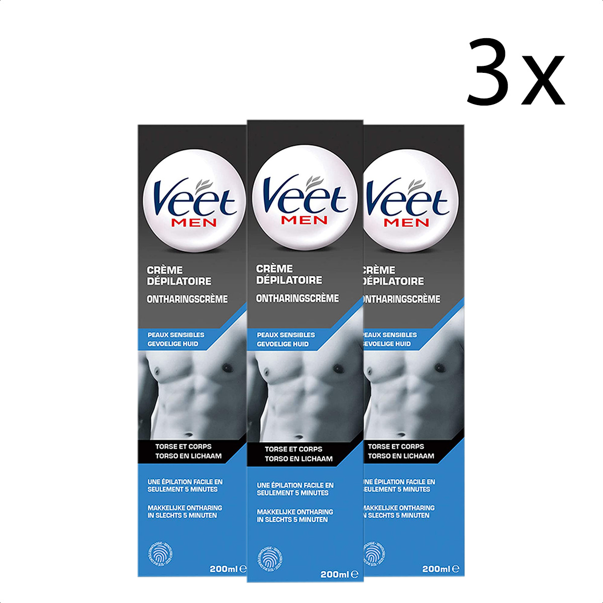 Veet Ontharingscreme - Man - Gevoelige Huid - 200ml x3