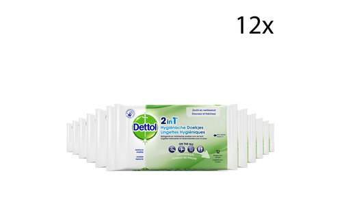 Dettol Hygienische Doekjes 2 in 1 - 12 stuks x12
