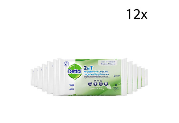 Dettol 2in1 desinf doekje x12 - 12 Stuks - Voordeelverpakking
