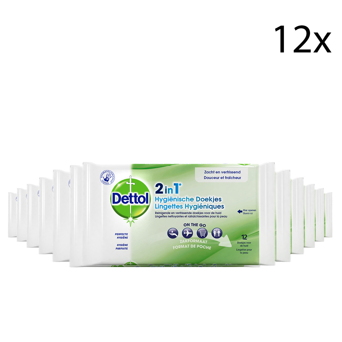 Dettol Hygienische Doekjes 2 in 1 - 12 stuks x12