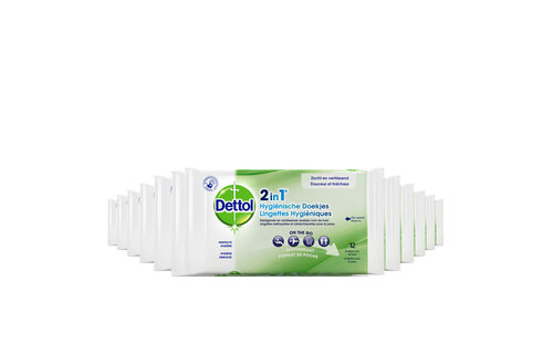 Dettol Hygienische Doekjes 2 in 1 - 12 stuks x12