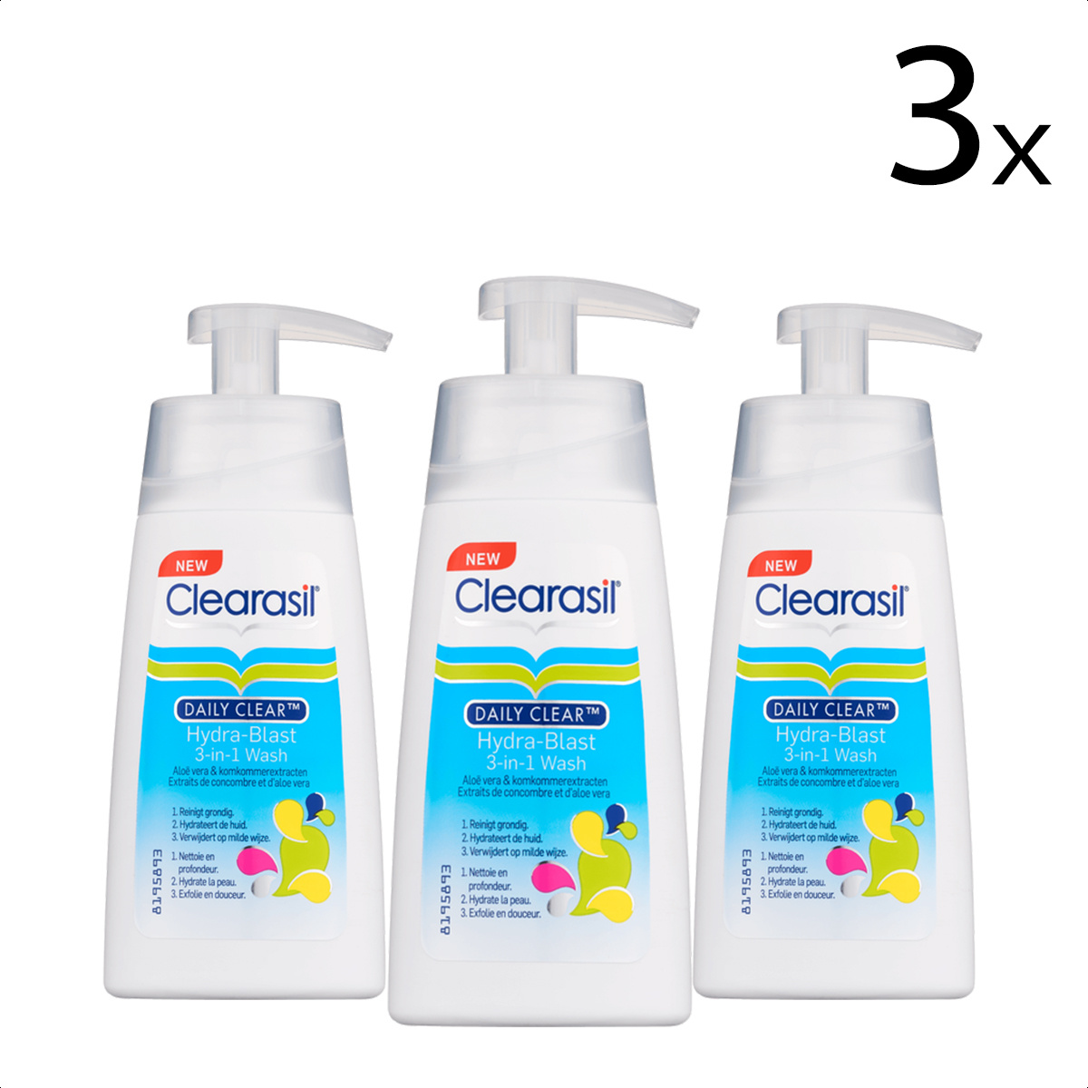 Clearasil Reinigingslotion Daily Clear 3-in-1 Wash 150ml x3