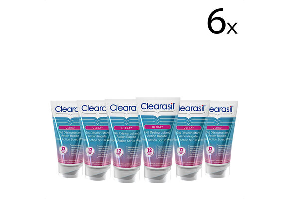 Clearasil Reinigingsgel Ultra Rapid Action Scrub Wash 150ml x6