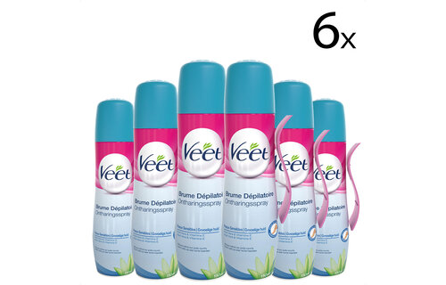 Veet Spray On Sensitive 150ML - 6 Stuks - Voordeelverpakking