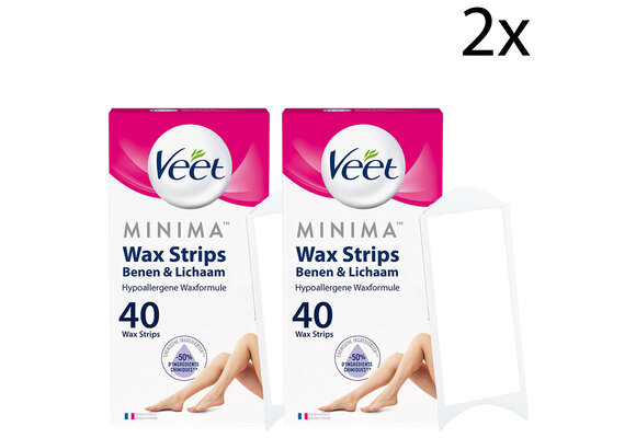 Veet Ontharingsstrips - Benen & Lichaam - Hypoallergene Minima - 40 stuks x2