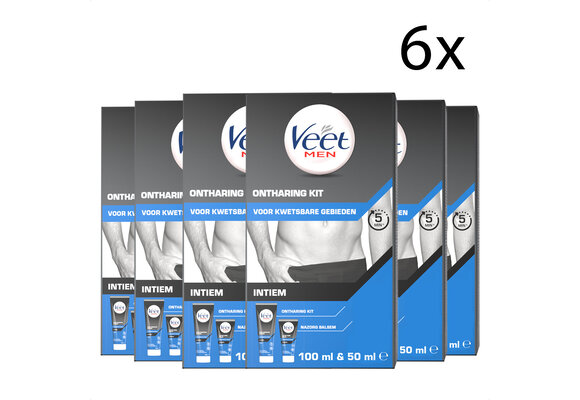 Veet Men Ontharingskit voor Intieme Delen - Ontharingscrème en Aftercare balsem - x6