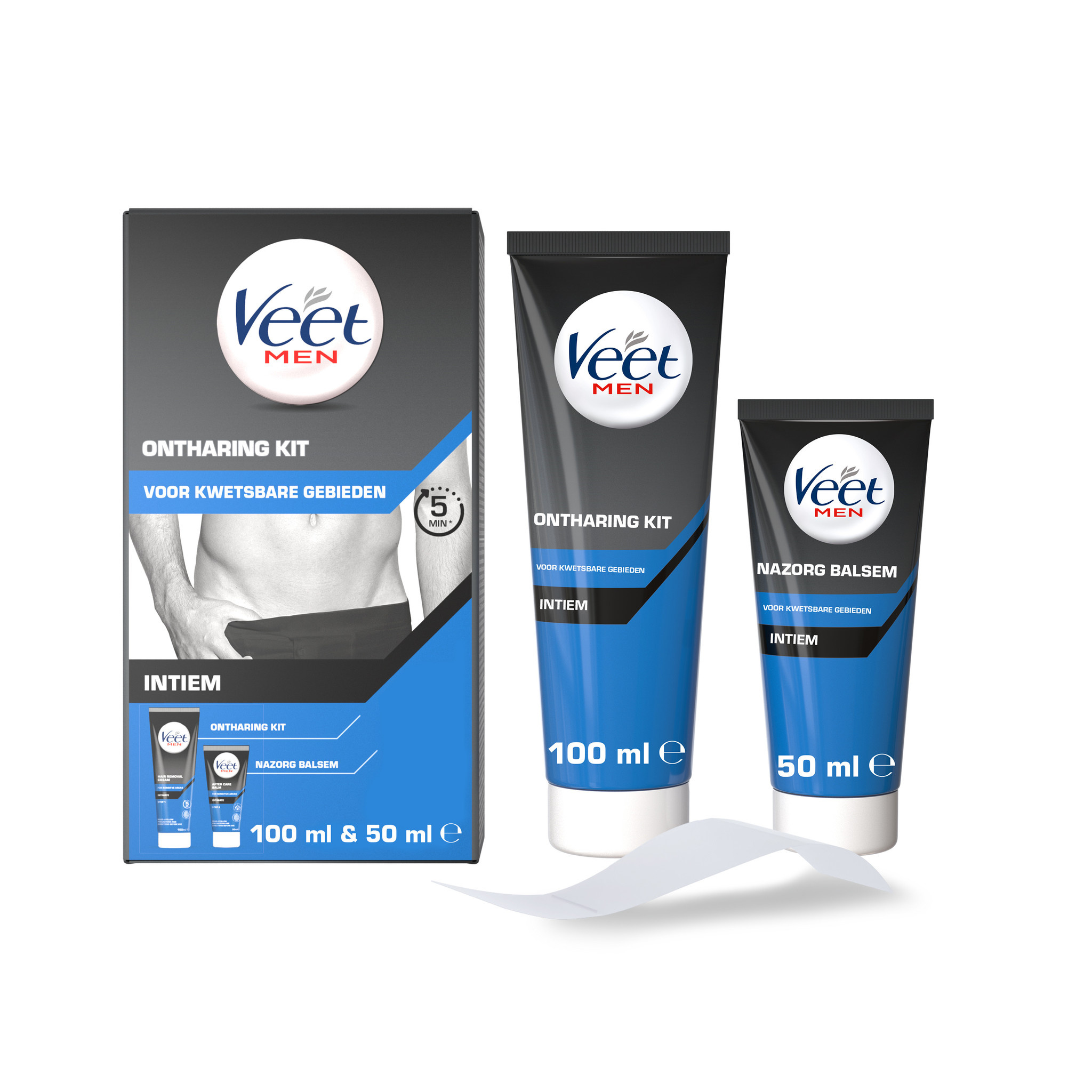 Veet Men Ontharingskit voor Intieme Delen - Ontharingscrème en Aftercare balsem - x6