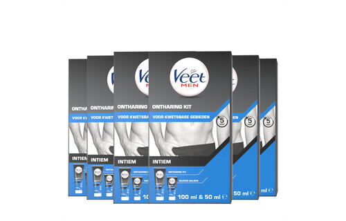 Veet Men Ontharingskit voor Intieme Delen - Ontharingscrème en Aftercare balsem - x6