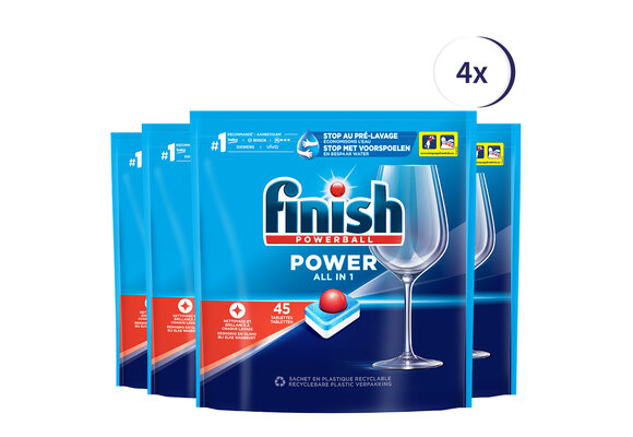 Finish Power All in 1 Regular Vaatwastabletten - 45 Stuks x4