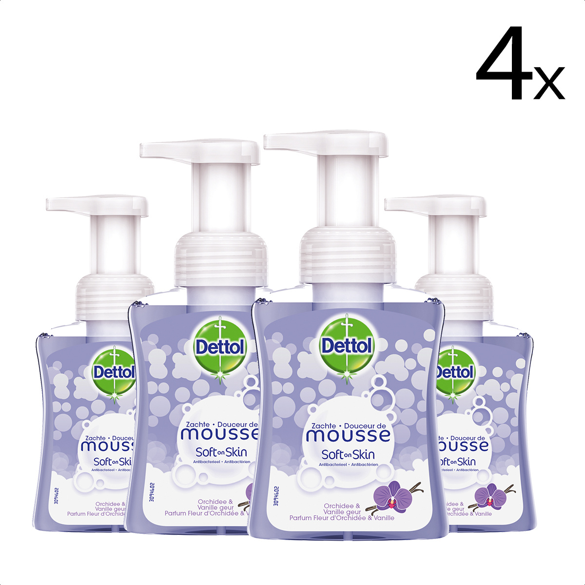 Dettol Handzeep Zachte Mousse - Orchidee & Vanille - 250ml x4