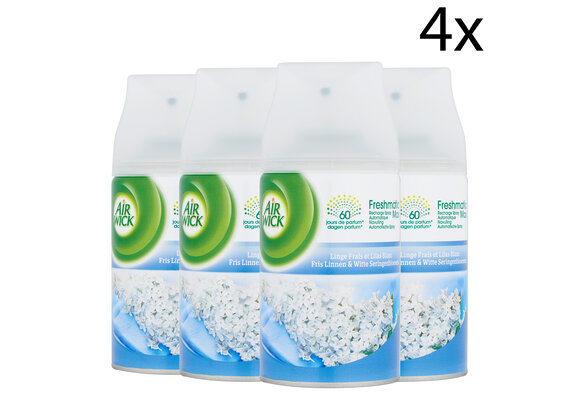 Air Wick Freshmatic Automatische Spray Luchtverfrisser - Fris Linnen &amp; Witte Seringen - Navulling 250ml x4