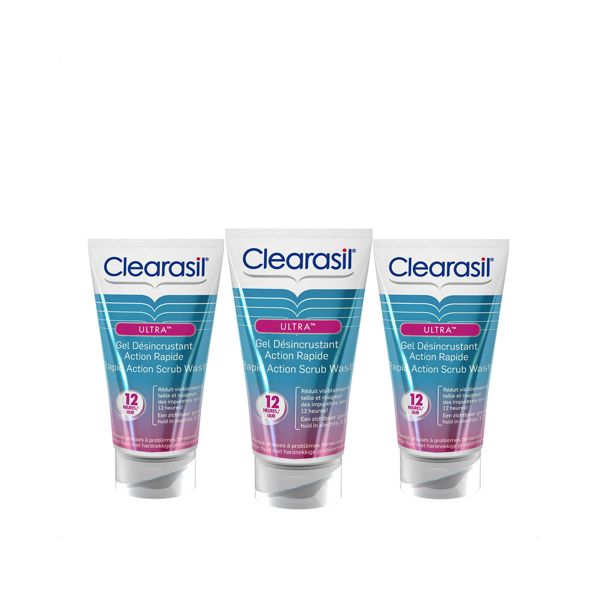 Clearasil Reinigingsgel Ultra Rapid Action Scrub Wash 150ml x3