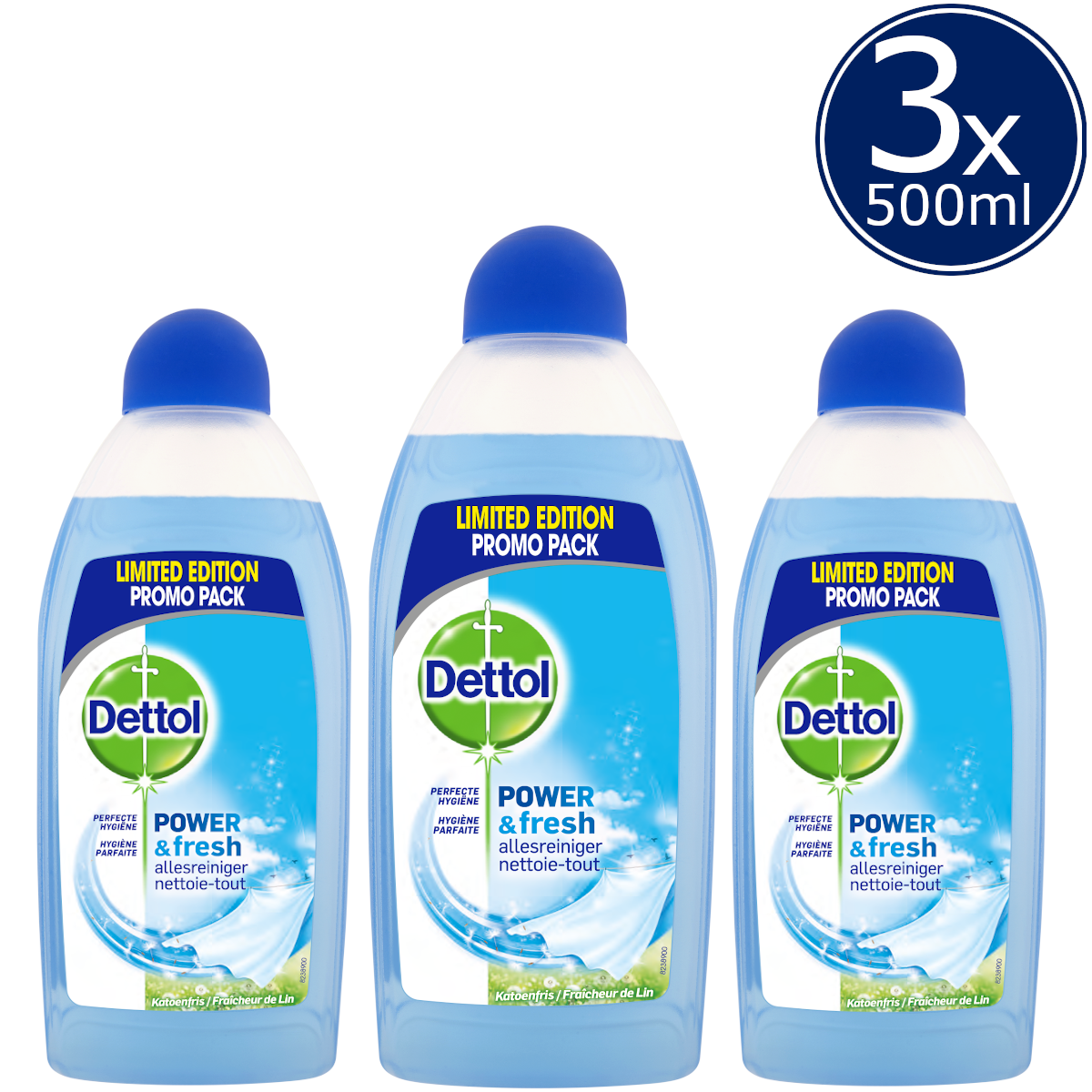 Dettol Allesreiniger Power & Fresh - Katoenfris - 500ml x3