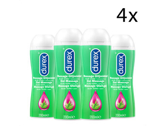 Durex Massage Olie en Glijmiddel 2-in-1 - Aloë Vera - 200ml x4