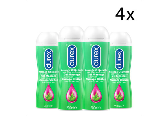 Durex Massage Olie en Glijmiddel 2-in-1 - Aloë Vera - 200ml x4