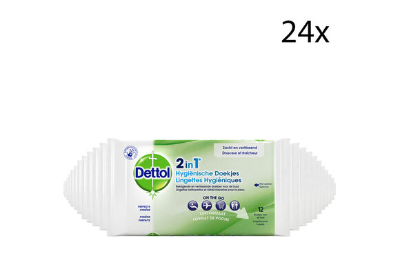 Dettol Hygienische Doekjes 2 in 1 - 12 stuks x24