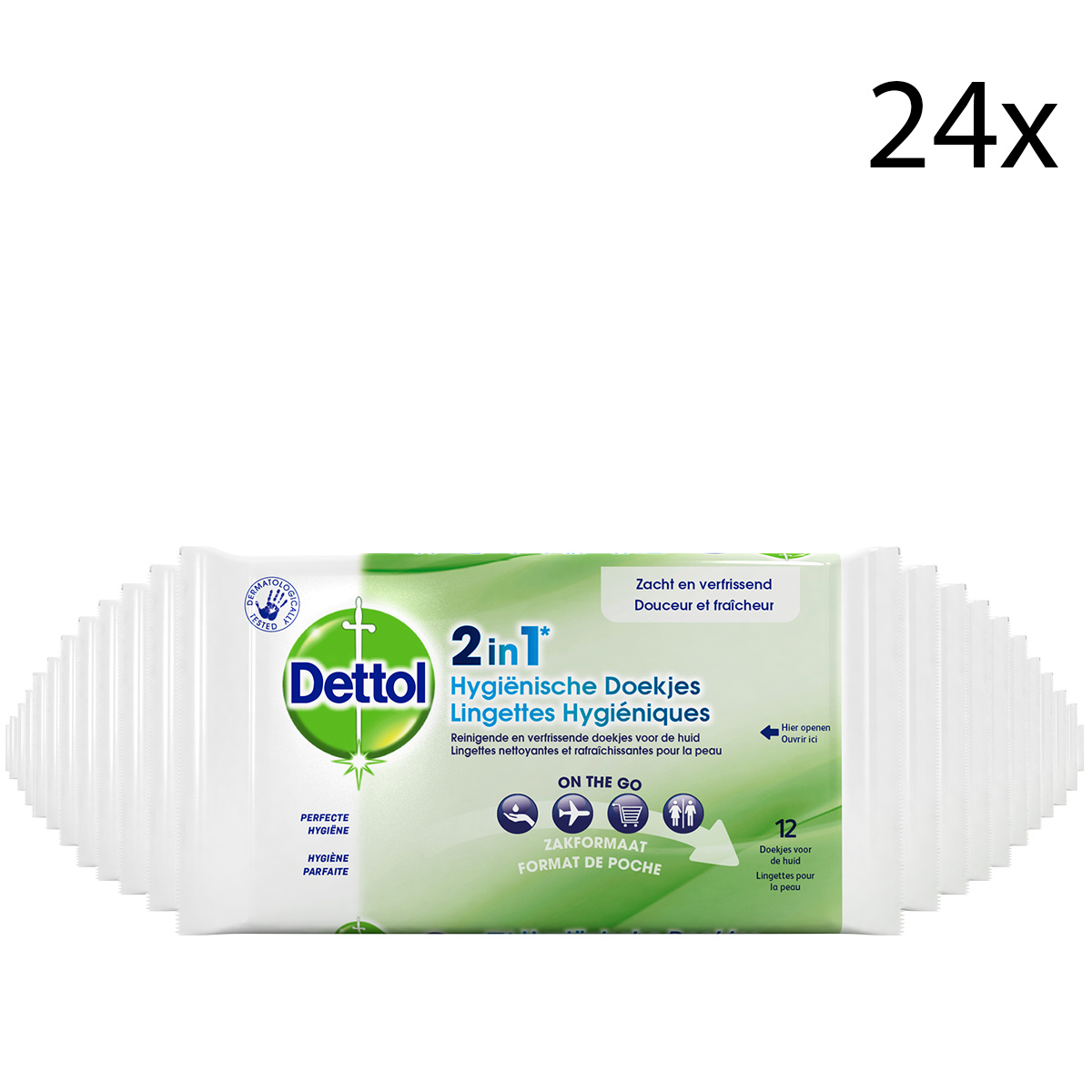 Dettol Hygienische Doekjes 2 in 1 - 12 stuks x24