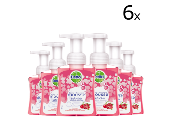 Dettol Handzeep Zachte Mousse - Roos Kersenbloesem - 250ml x6