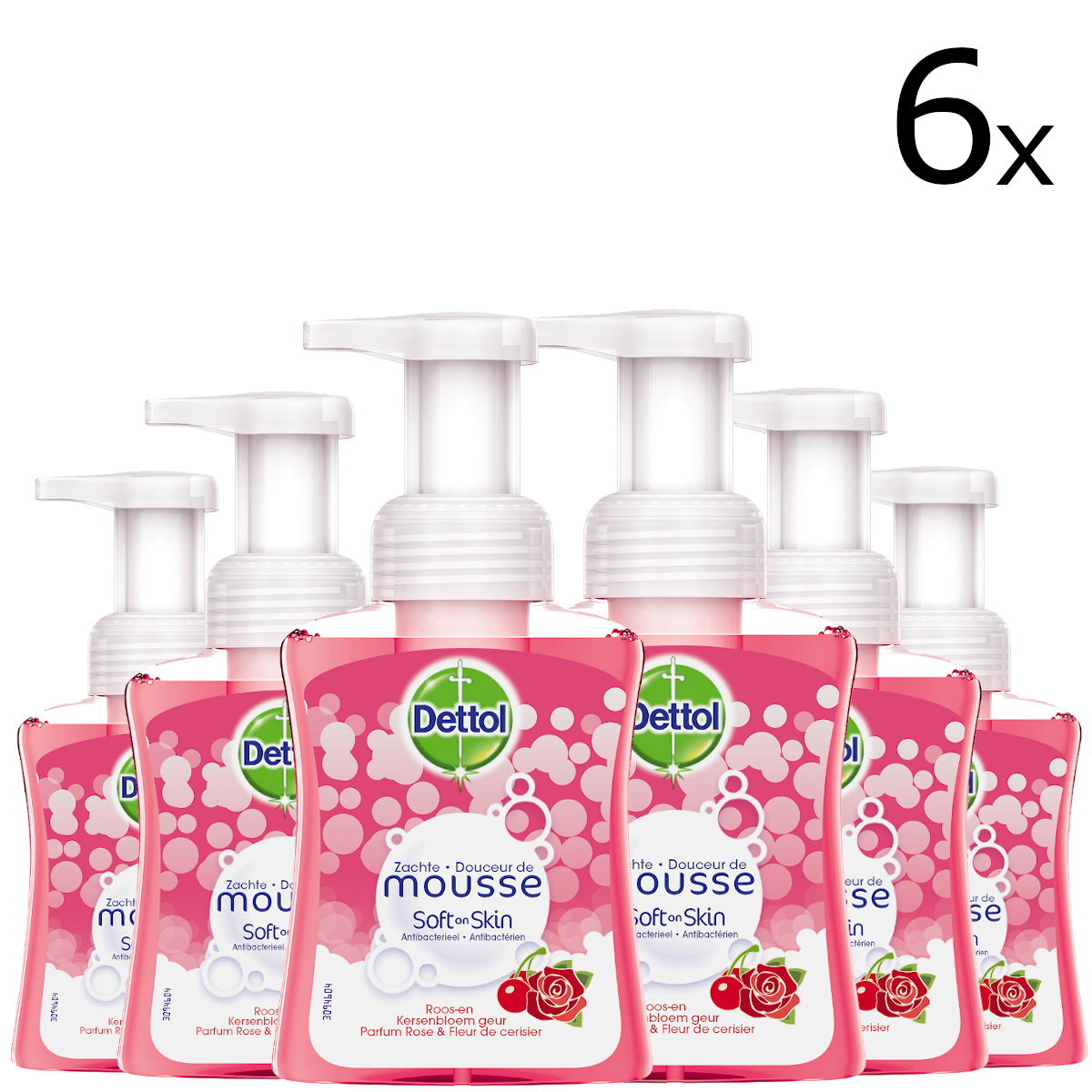 Dettol Handzeep Zachte Mousse - Roos & Kersenbloesem - 250ml x6