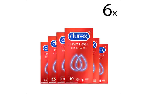 Durex Condooms Thin Feel Extra Lube 10st x6