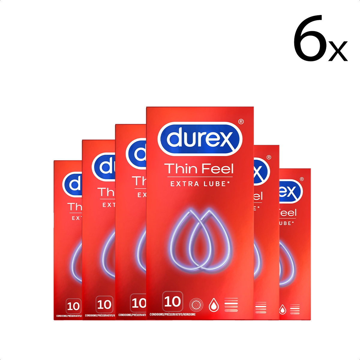 Durex Condooms Thin Feel Extra Lube 10st x6
