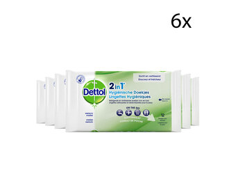 Dettol Hygienische Doekjes 2 in 1 - 12 stuks x6