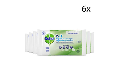 Dettol Hygienische Doekjes 2 in 1 - 12 stuks x6