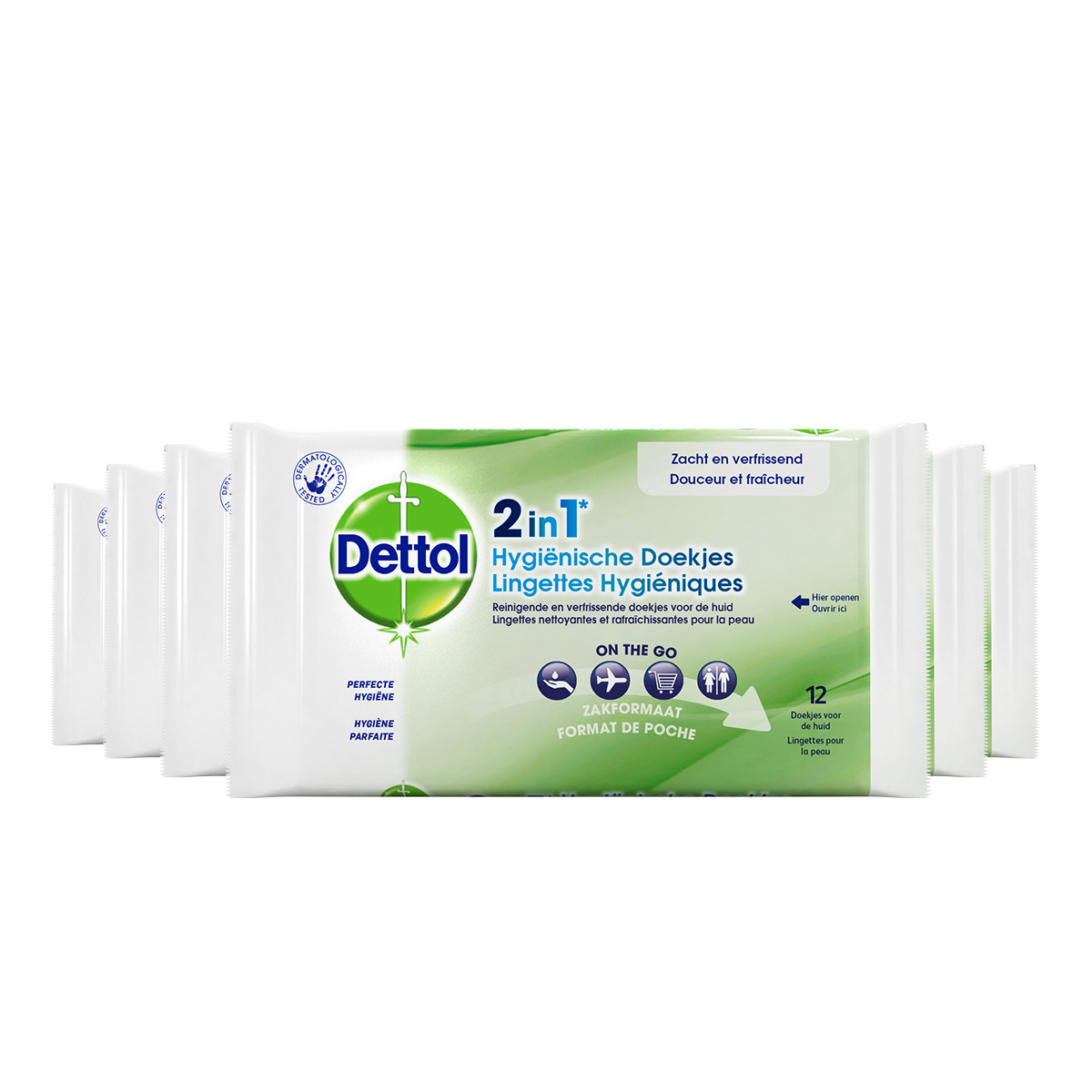 Dettol Hygienische Doekjes 2 in 1 - 12 stuks x6