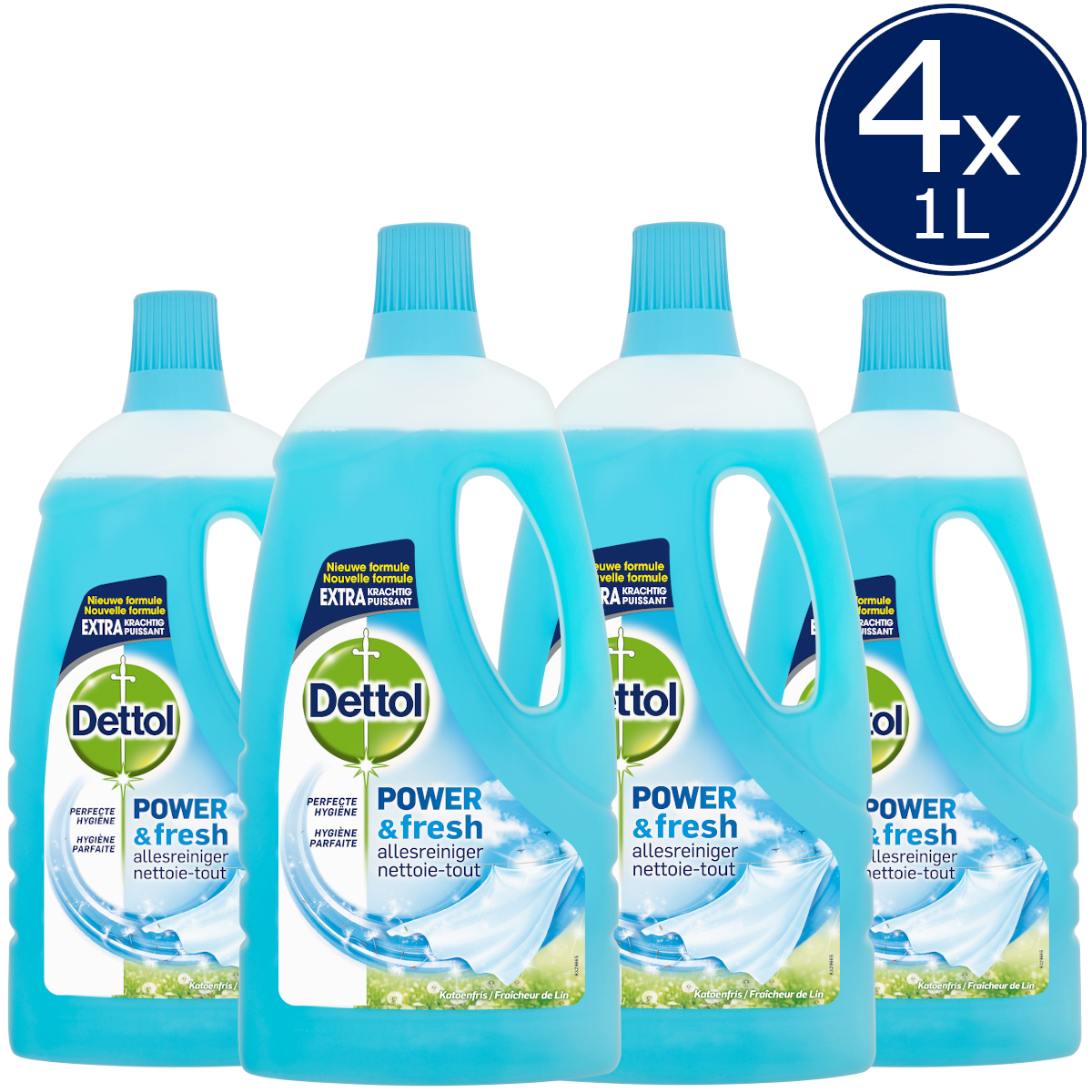 Dettol Allesreiniger Power & Fresh - Katoenfris - 1L x4