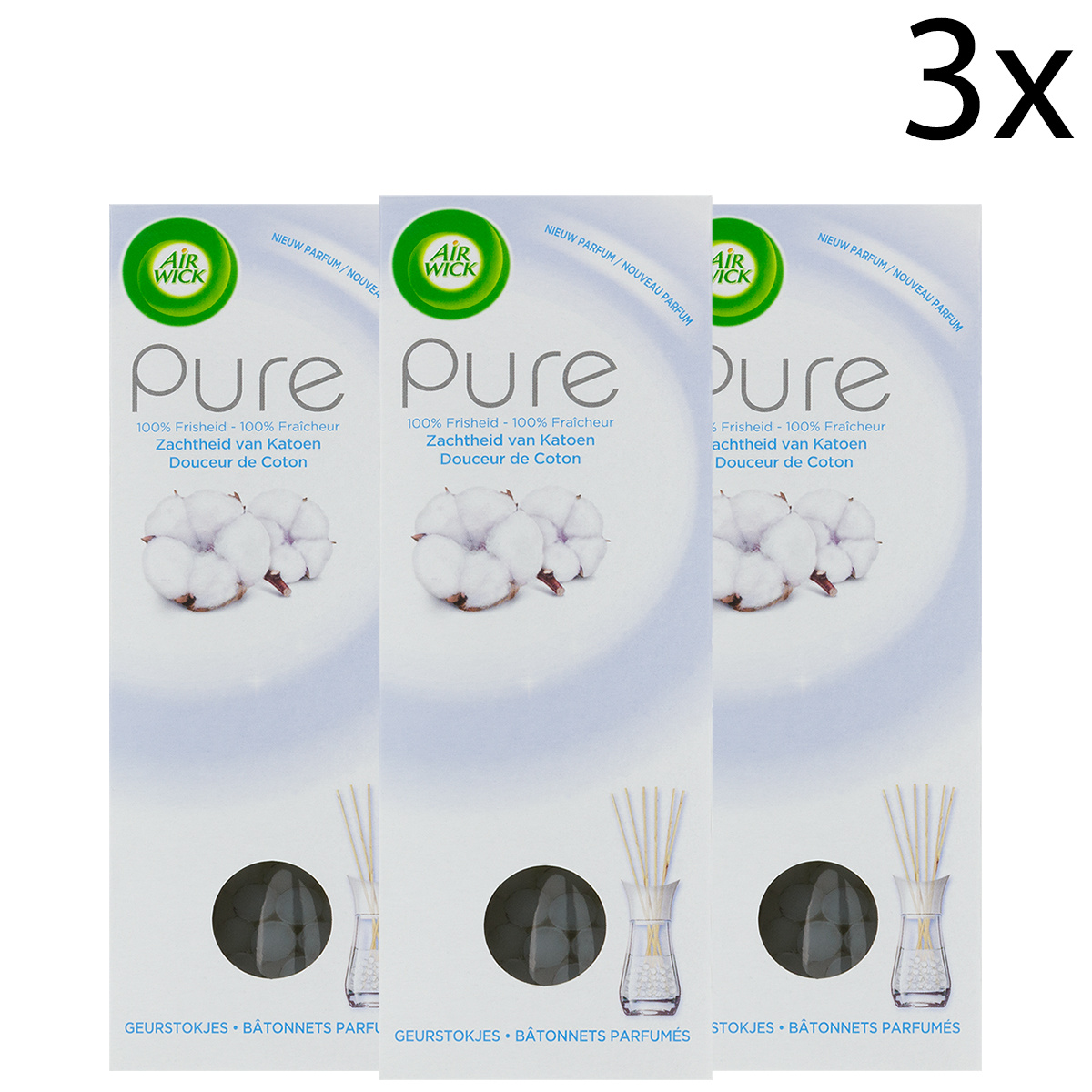 Air Wick Geurstokjes - Pure Zachtheid van Katoen x3