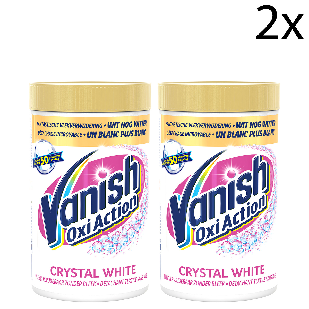 Vanish Oxi Action Crystal White Poeder - Voor Witte Was - 1,2kg x2