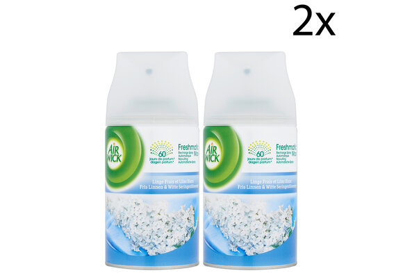 Air Wick Freshmatic Automatische Spray Luchtverfrisser - Fris Linnen &amp; Witte Seringen - Navulling 250ml x2