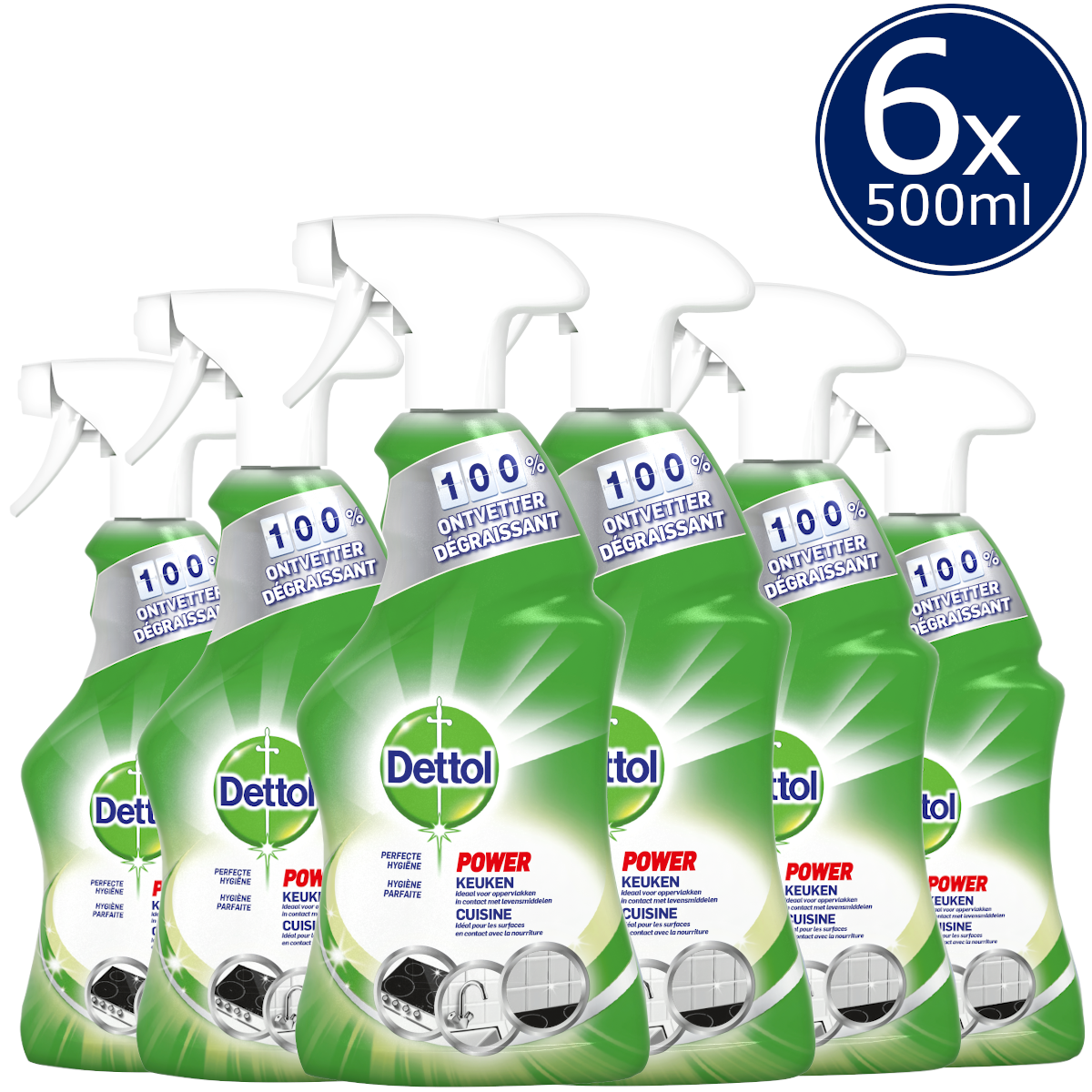 Dettol Allesreiniger Spray Power & Fresh - Keuken - 500ml x6