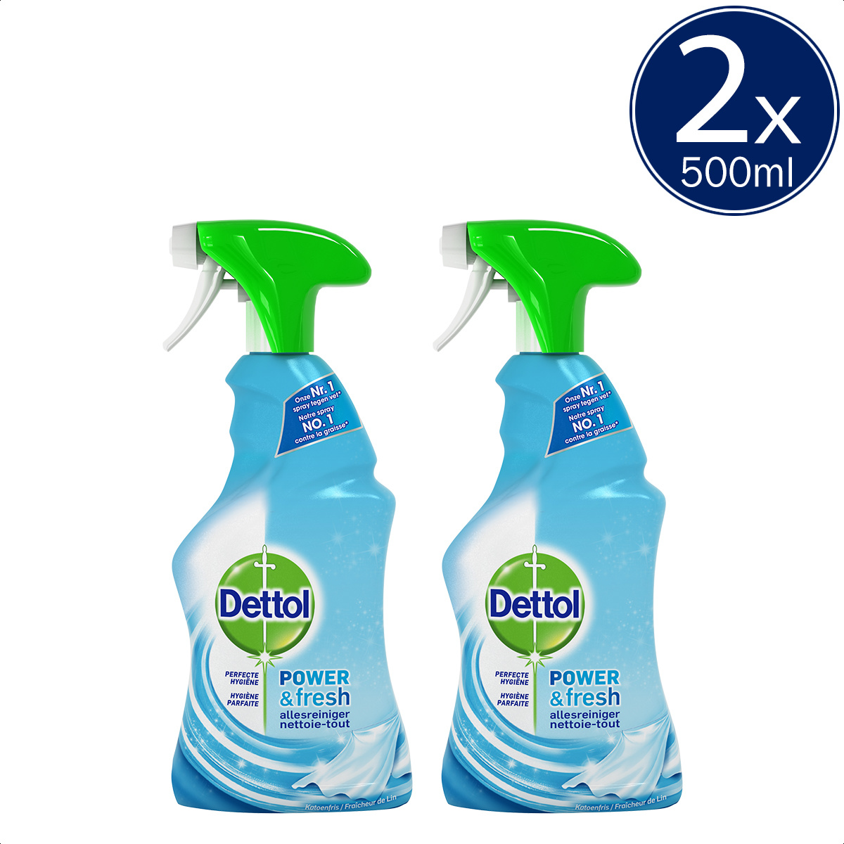 Dettol Allesreiniger Spray Power & Fresh - Katoenfris - 500ml x2