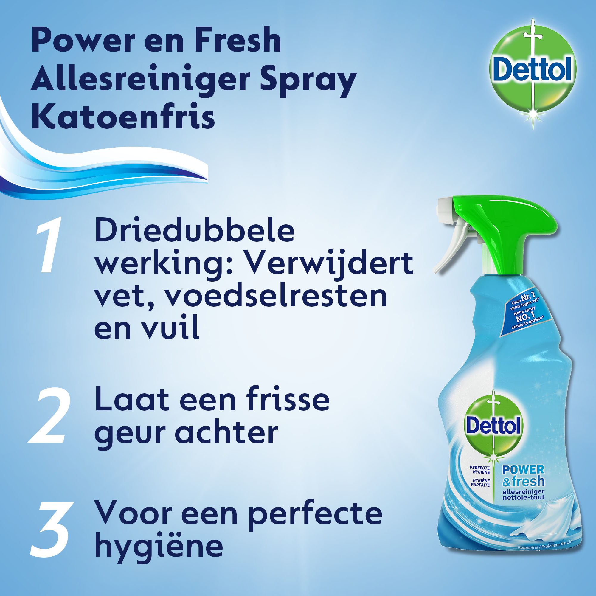 Dettol Allesreiniger Spray Power & Fresh - Katoenfris - 500ml x2