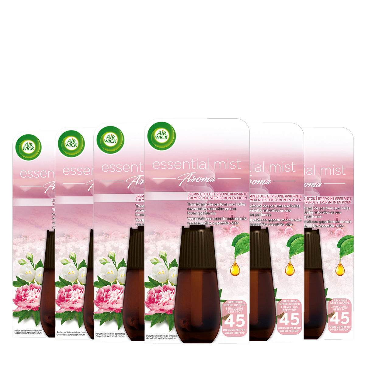 Airwick Automatische Geurverspreider - Jasmijn & pioenroos - Navulling x6