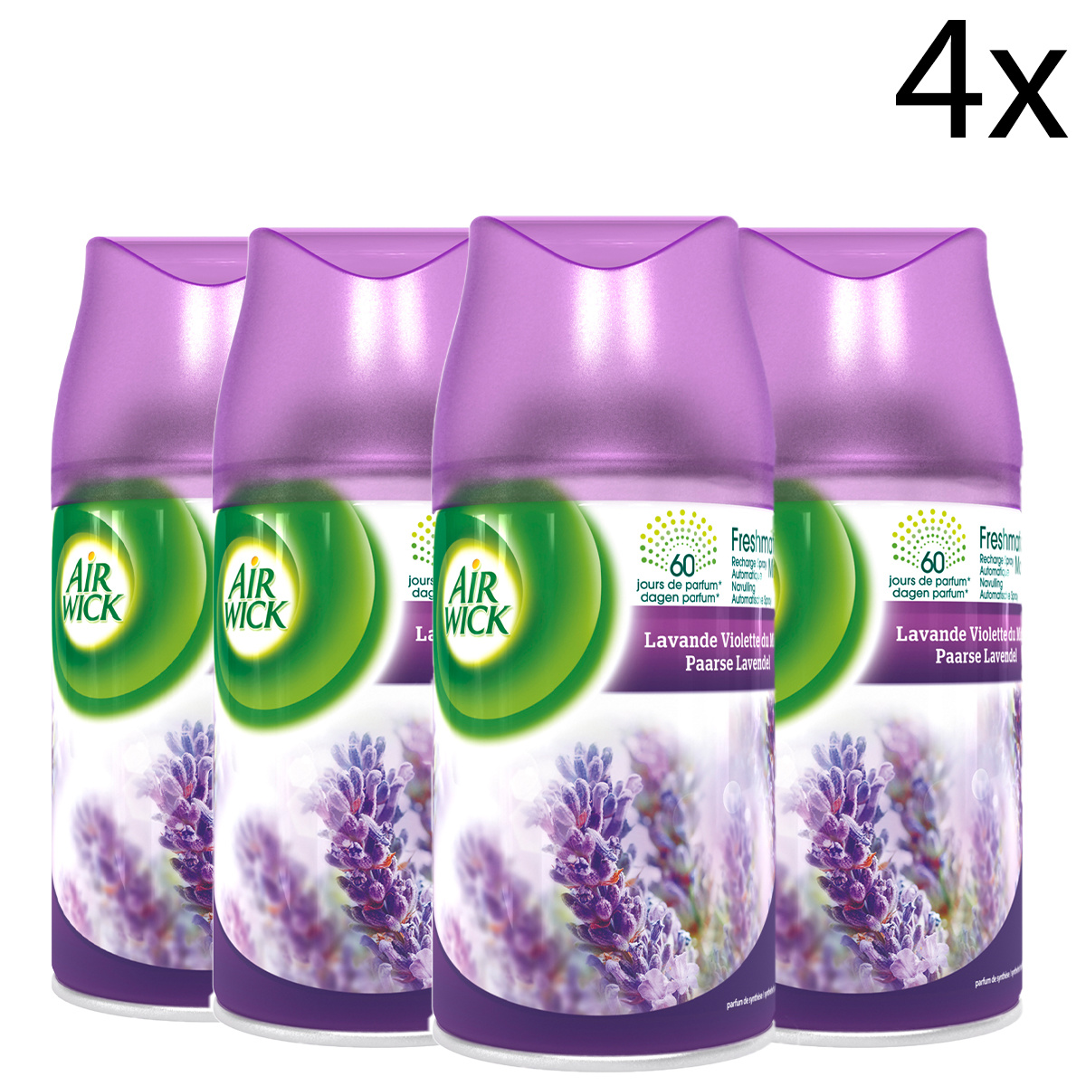 Air Wick Freshmatic Automatische Spray Luchtverfrisser - Paarse Lavendel - Navulling 250ml x4