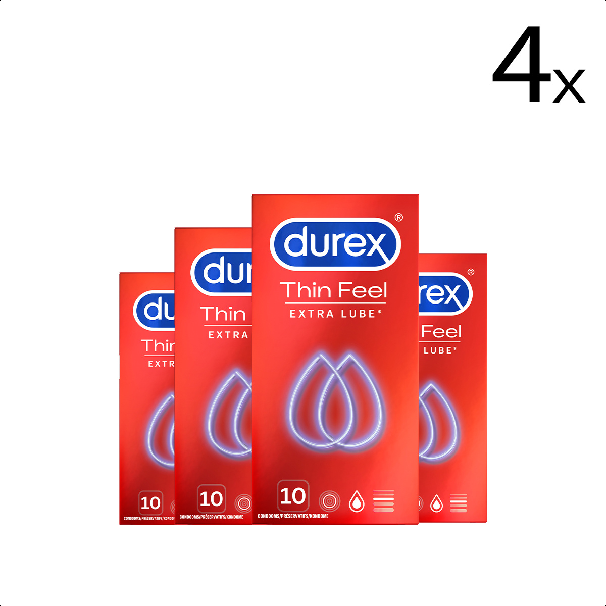 Durex Condooms Thin Feel Extra Lube 10st x4