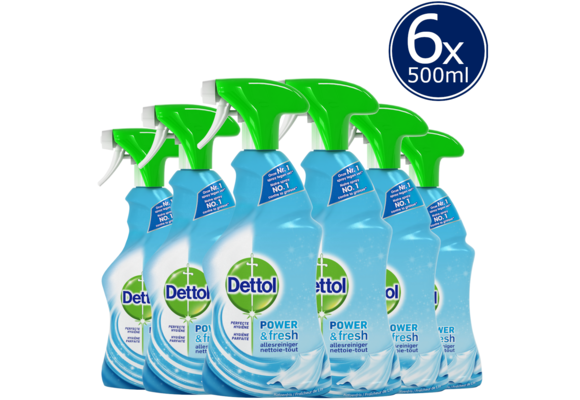 Dettol Allesreiniger Spray Power & Fresh - Katoenfris - 500ml x6