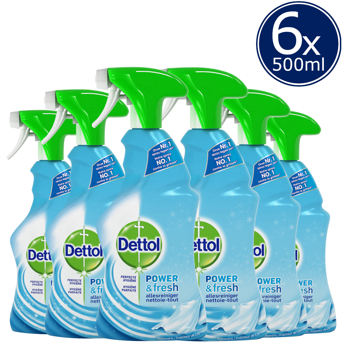Dettol Allesreiniger Spray Power & Fresh - Katoenfris - 500ml x6